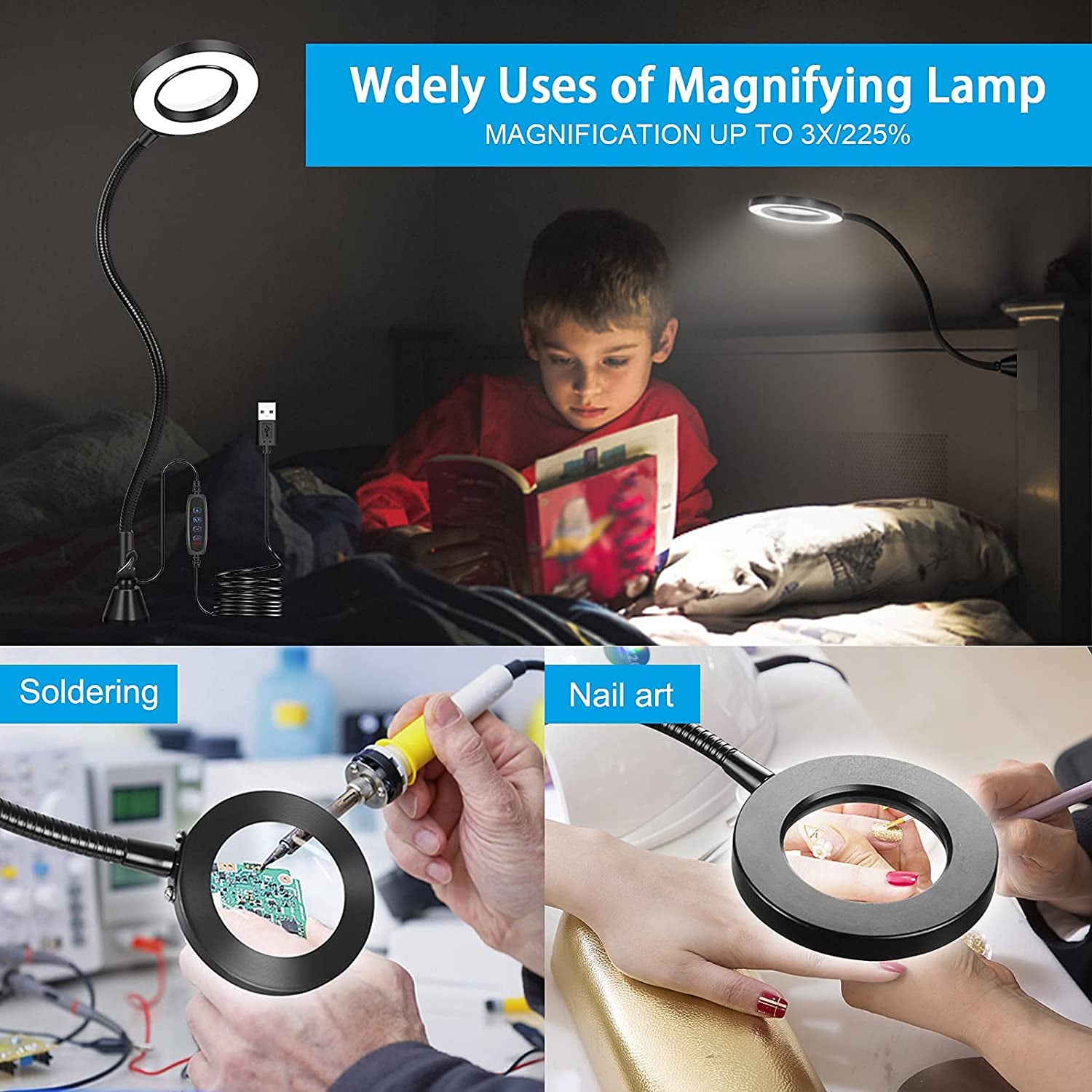 Helping Hands Soldering  Helping Hand for Soldering with 3X Magnifier Lamp, Magnetic Helping Arms, PCB Circuit Board Holders & Heavy-Duty Metal Base, for Electronic Repair Hobby Craft DIY