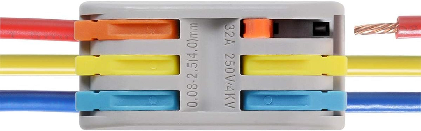 Wire Connectors Nuts, 25Pcs 3 Conductor Compact Splicing Wire Connectors with Colored, 2 and 3 Circuit Inline Splices, 28-12 AWG[ SPL-3]